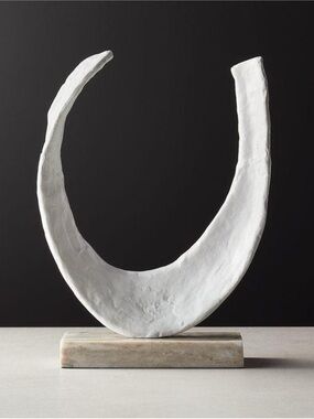 CB2 Modern White U Shaped Crescent Table Sculpture - Home Art NWT (SOLD OUT)